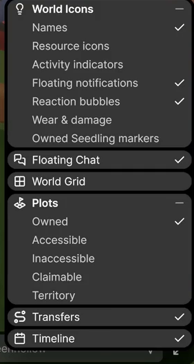 world display options menu