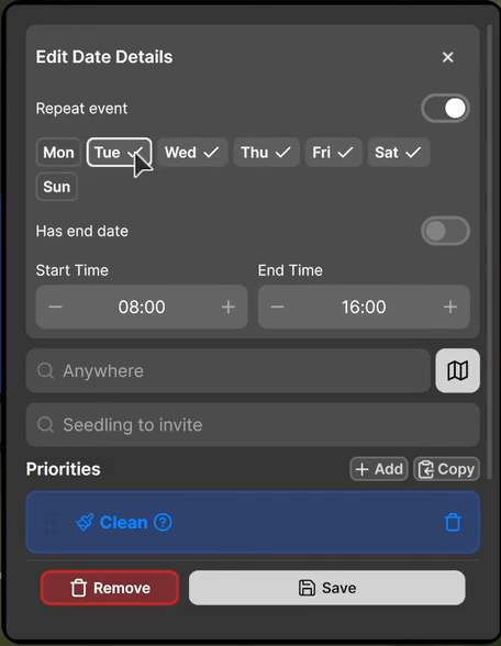 edit event dialog