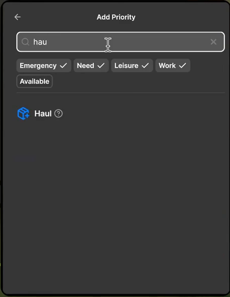 add priority dialog