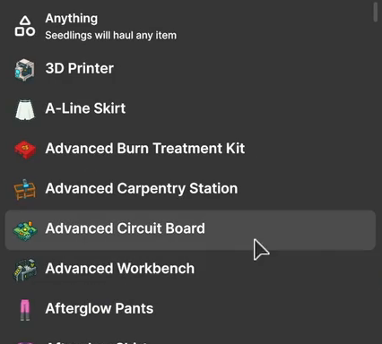 priority type menu