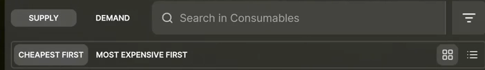 marketplace search and tabs