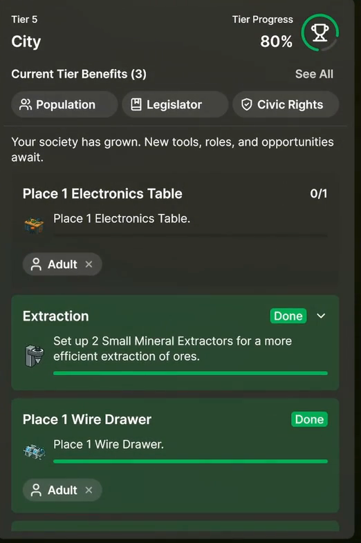 society tier and goals